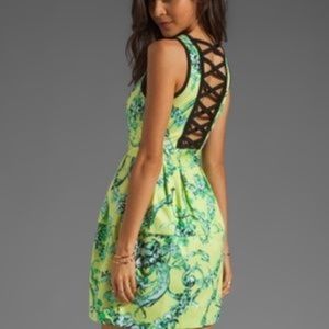 Nanette Lepore Green Tec Porcelain Cocktail Dress